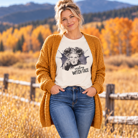 Winifred Witch Face T-Shirt — Resting Witch Face Halloween Graphic Tee