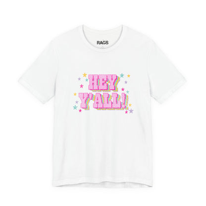 HEY Y'ALL! Pink Retro Graphic Tee — Fun Country Slogan Shirt