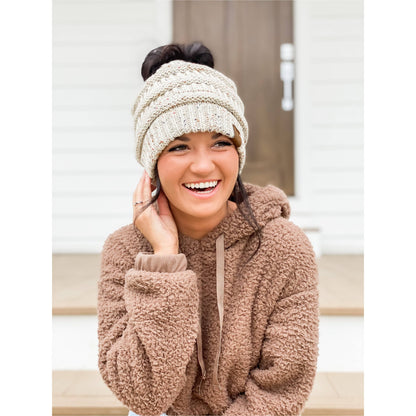 Flecked Ponytail Beanie