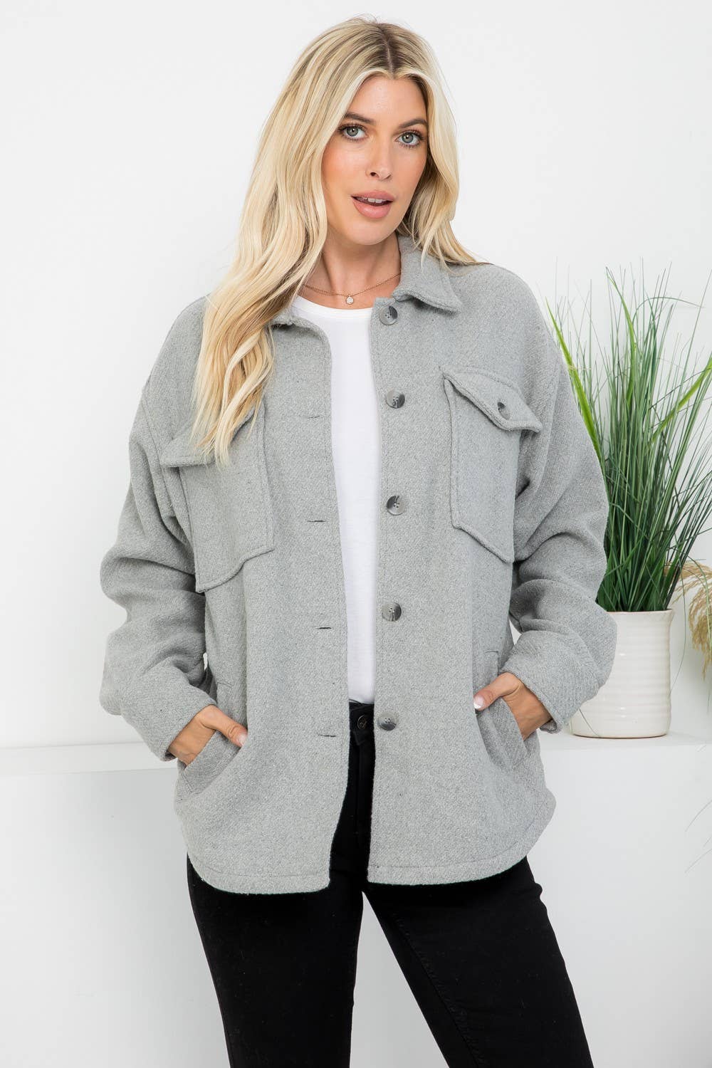 Georgie Grey Wool Shacket