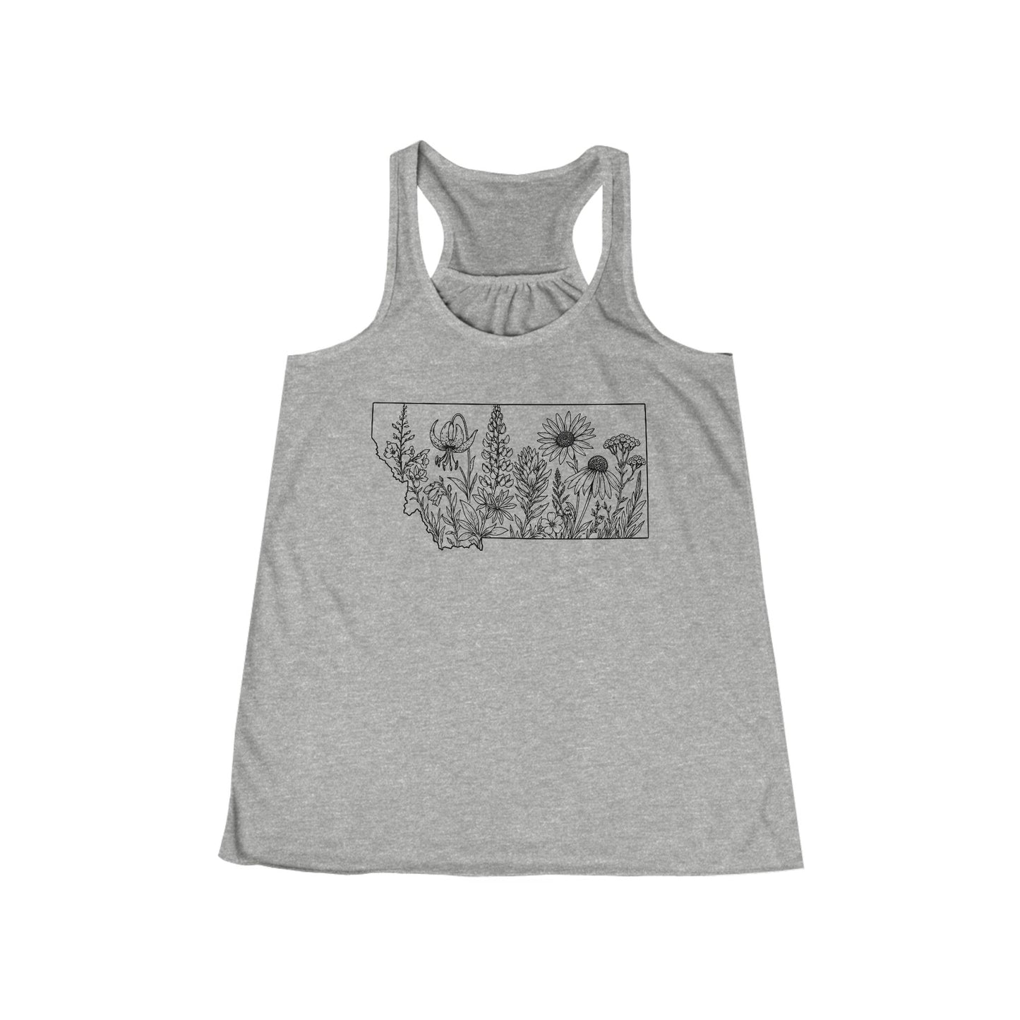Montana Wildflower Tank Top — Floral State Outline Racerback