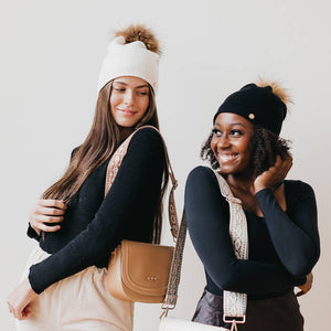 Angora Fur Pom Slouchy Beanie