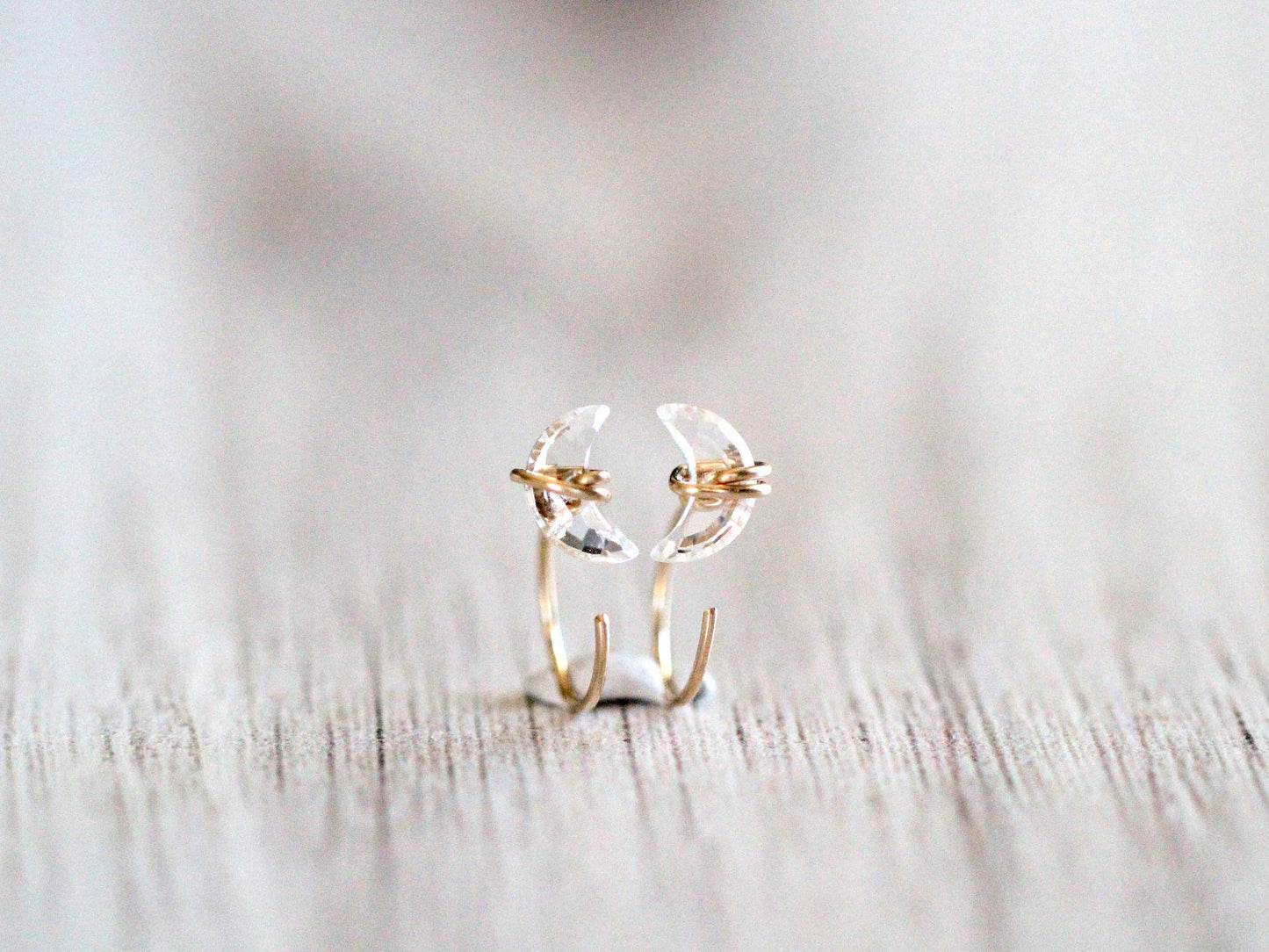 Moonbeam Hug Hoops - Crystal Quartz: 14k Gold Fill