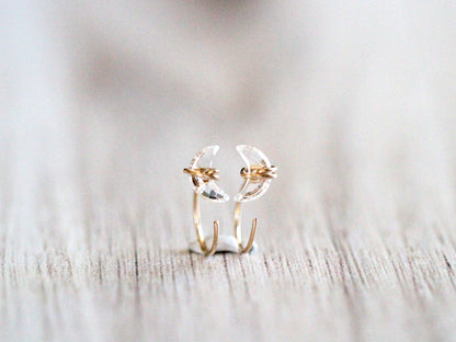 Moonbeam Hug Hoops - Crystal Quartz: 14k Gold Fill