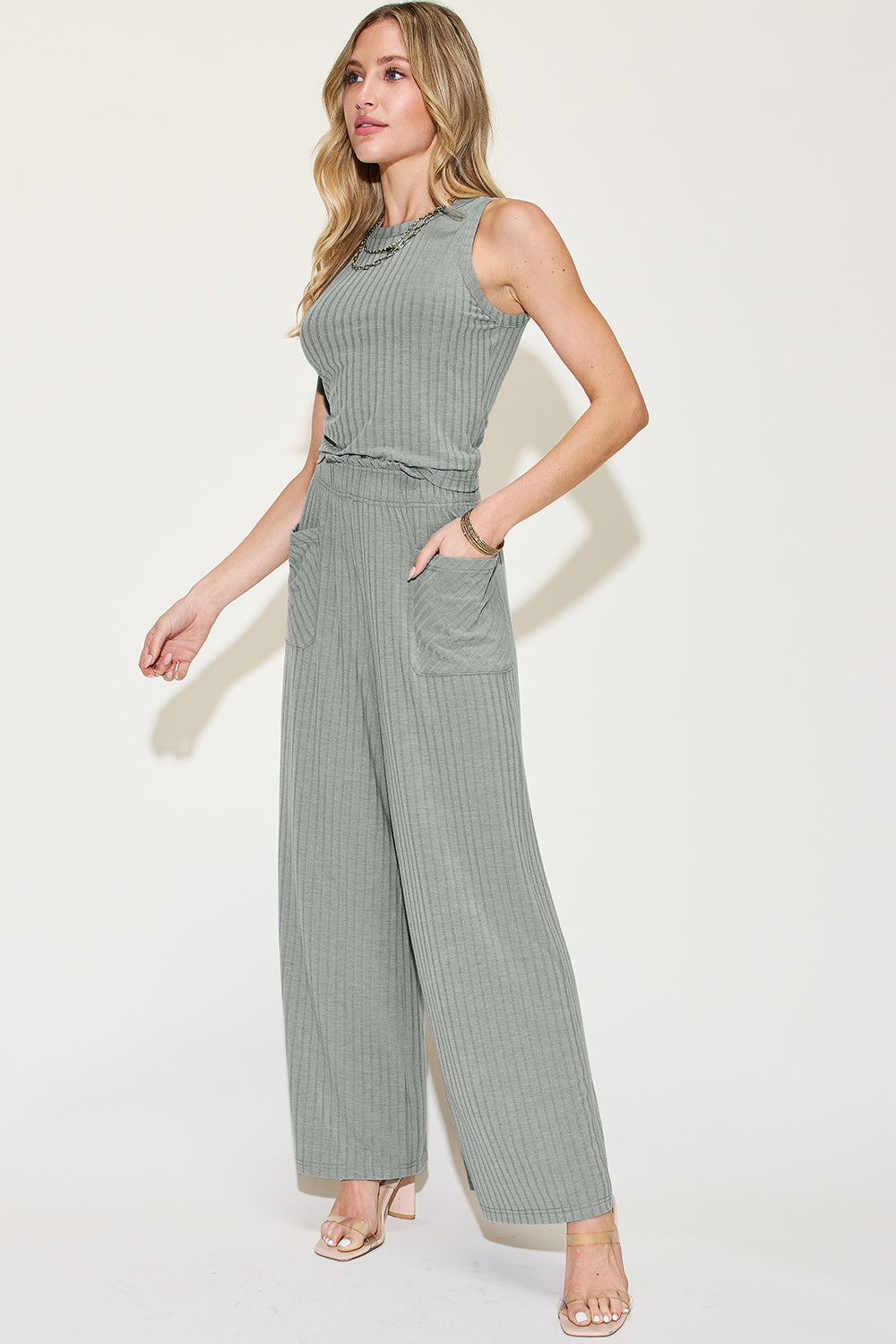 Basic Bae Tank and Wide Leg Pants Set