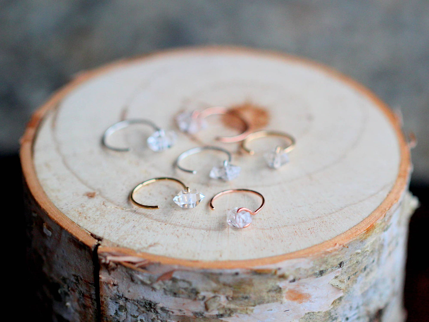 Herkimer Diamond Hug Hoops: 14k Gold Fill
