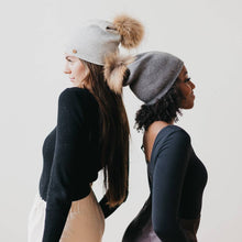 Load image into Gallery viewer, Angora Fur Pom Slouchy Beanie
