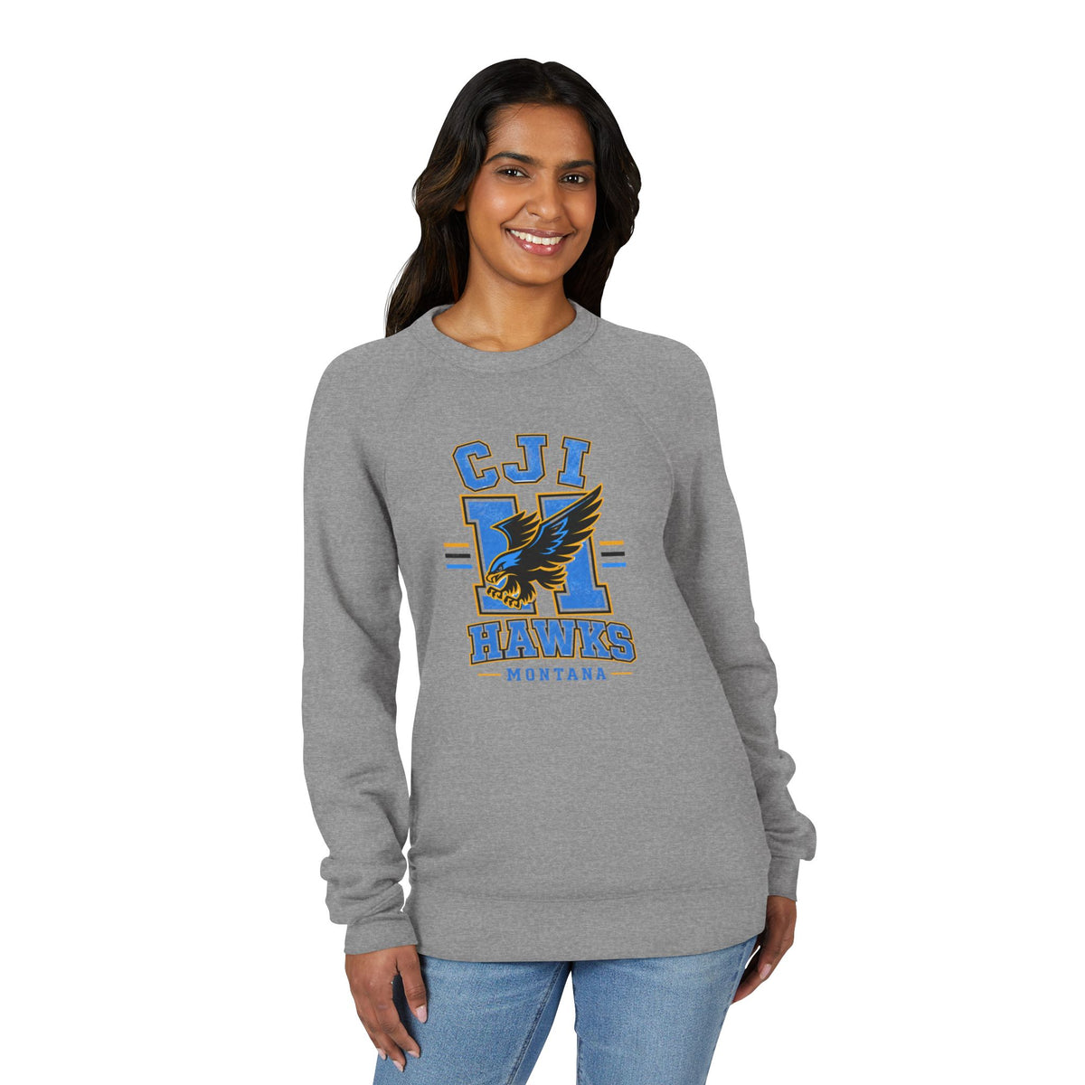 CJI Hawks Throwback Raglan Sweatshirt — Montana Hawks Crewneck