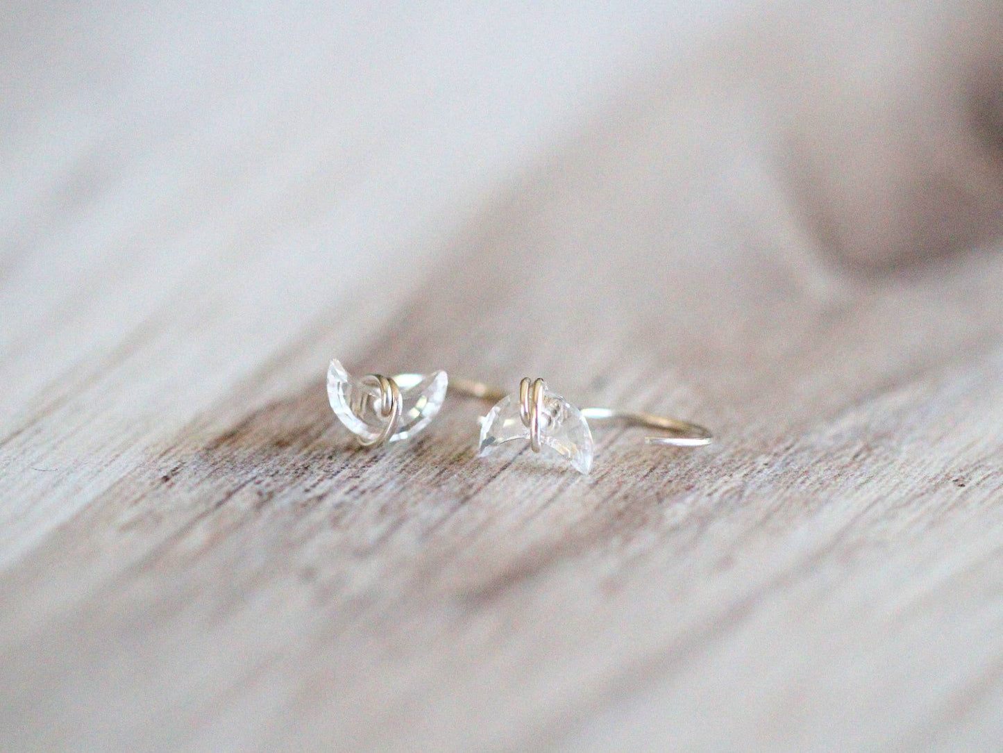 Moonbeam Hug Hoops - Crystal Quartz: 14k Gold Fill