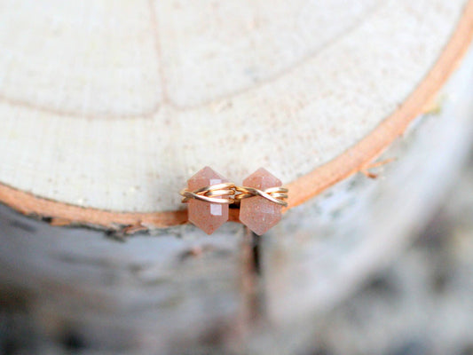 Pike Studs - Peach Moonstone: 14k Gold Filled