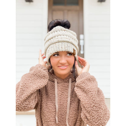 Flecked Ponytail Beanie