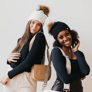 Angora Fur Pom Slouchy Beanie