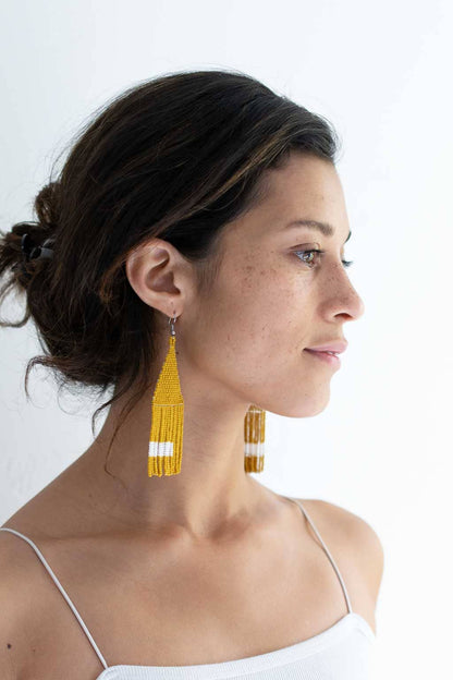 Mostaza Beaded Fringe Earrings