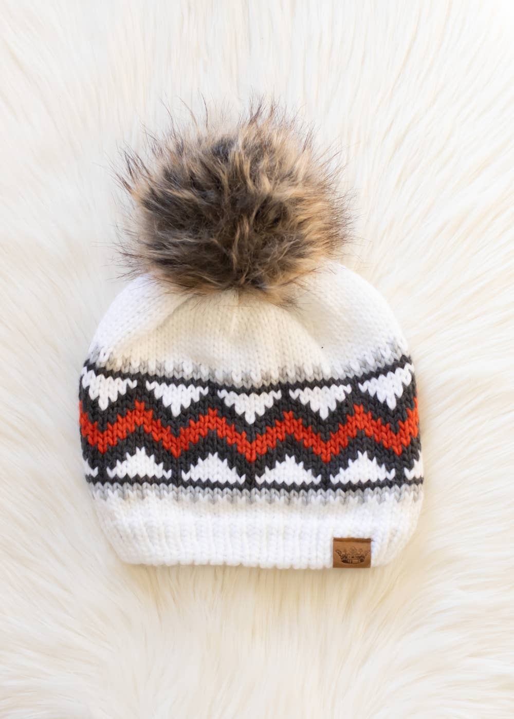 Whitefish Patterned Pom Hat