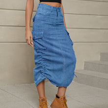 Load image into Gallery viewer, Reins Ruched Denim Skirt
