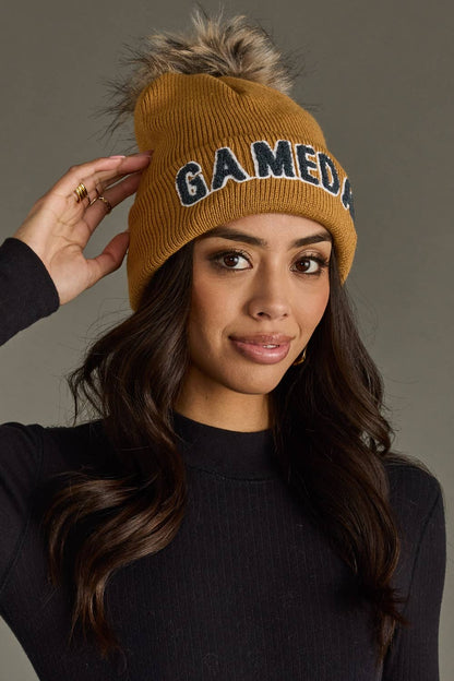 Camel & Gray Game Day Pom Hat