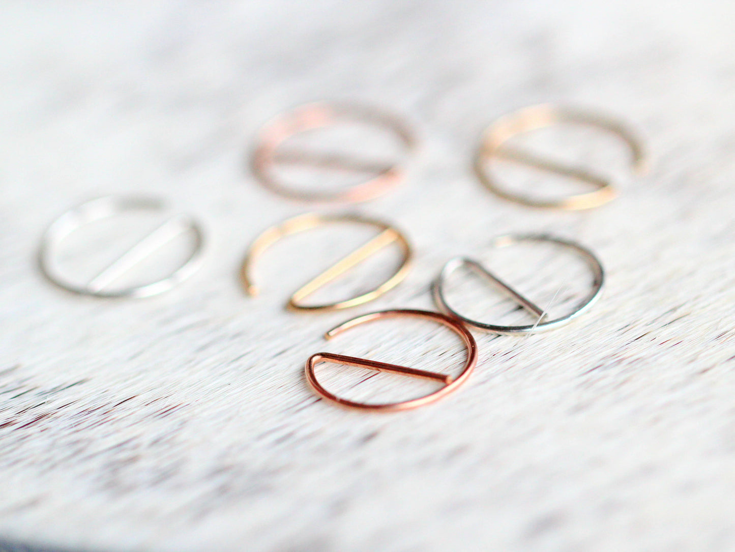 Tiny E Sliders: 14k Gold Filled