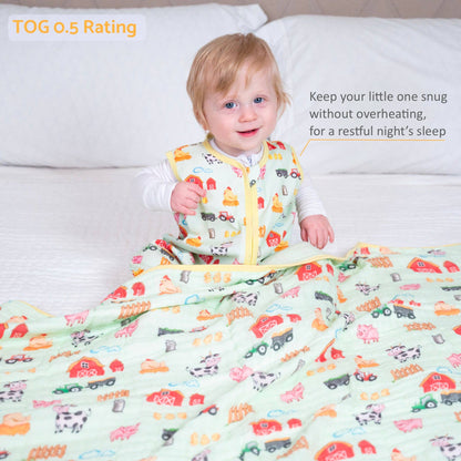 Organic Cotton Sleep Sack 0.5 TOG Little Barnyard