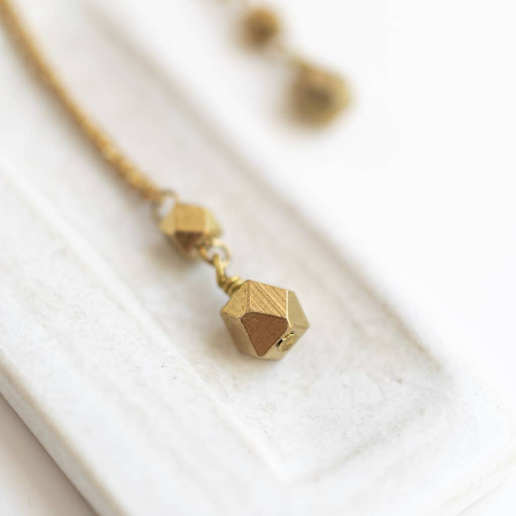 Faceted Dangle Earrings in Brass