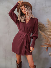 Load image into Gallery viewer, Cranberry Dreams Belted Sweater Dress
