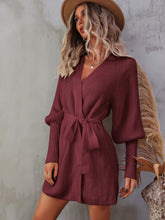 Load image into Gallery viewer, Cranberry Dreams Belted Sweater Dress
