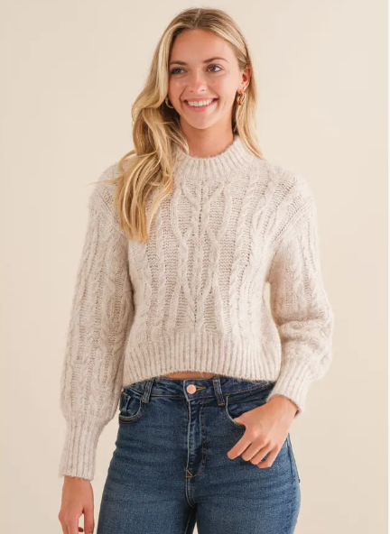 Bonfire Brushed Cable Knit Sweater