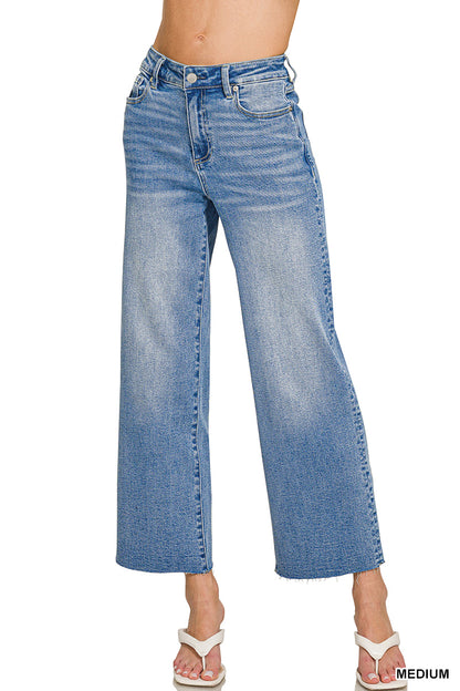 Ciara Cropped Wide Leg Denim Jeans