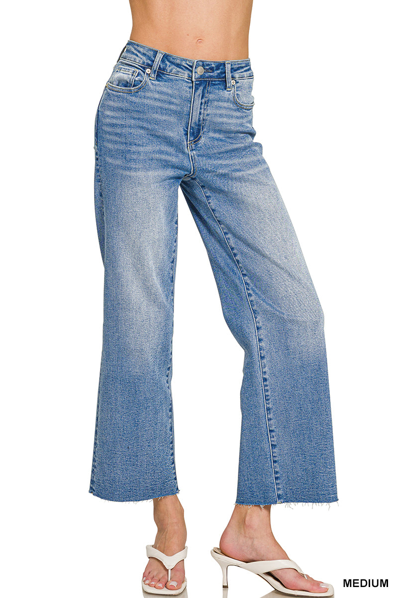 Ciara Cropped Wide Leg Denim Jeans