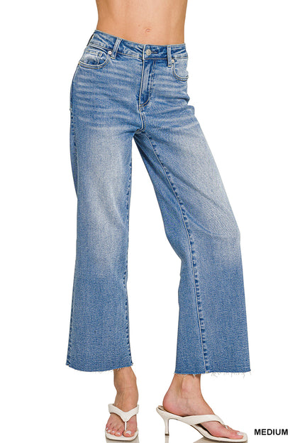 Ciara Cropped Wide Leg Denim Jeans