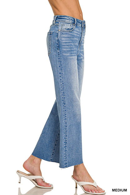 Ciara Cropped Wide Leg Denim Jeans