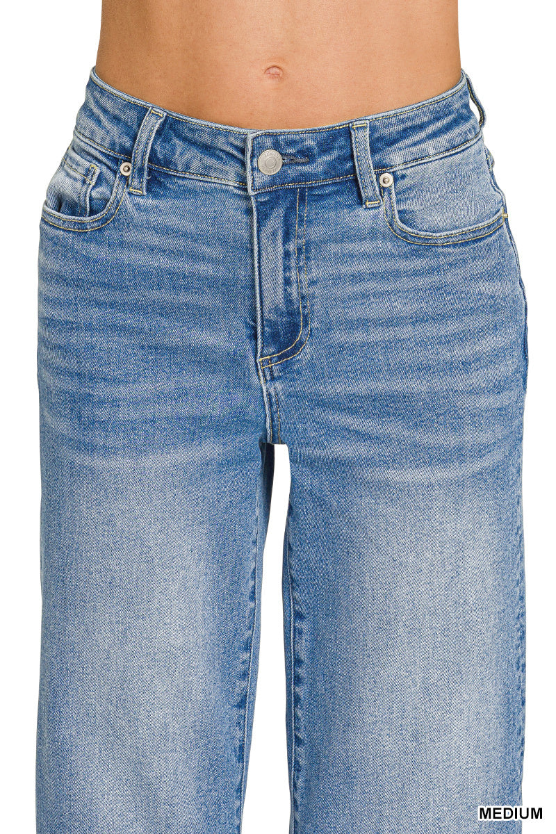Ciara Cropped Wide Leg Denim Jeans
