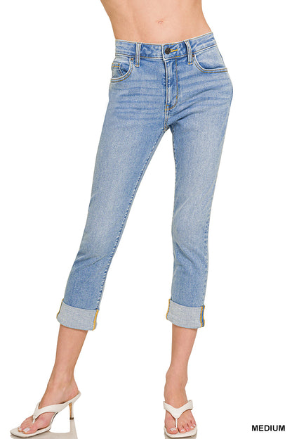 Cora Cuffed Cropped Denim Jeans