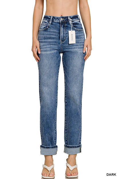 Camilla Cuffed Straight Leg Denim Jeans