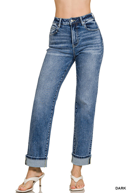 Camilla Cuffed Straight Leg Denim Jeans