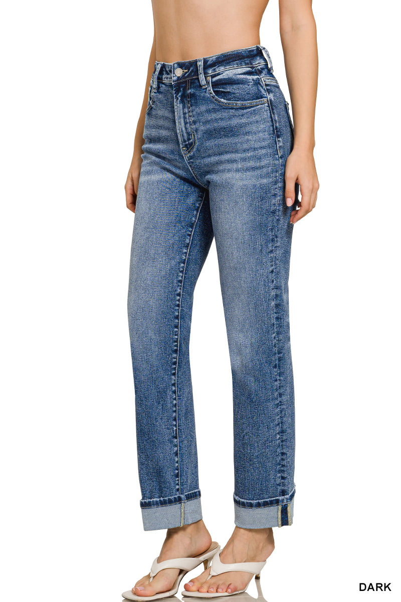 Camilla Cuffed Straight Leg Denim Jeans