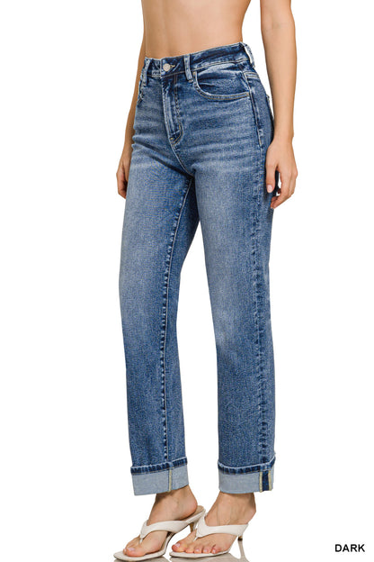 Camilla Cuffed Straight Leg Denim Jeans