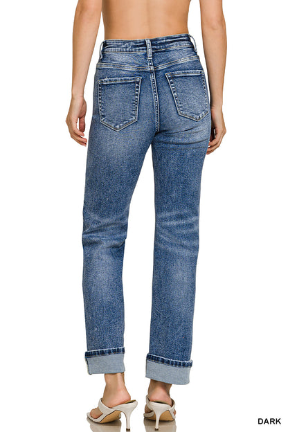 Camilla Cuffed Straight Leg Denim Jeans