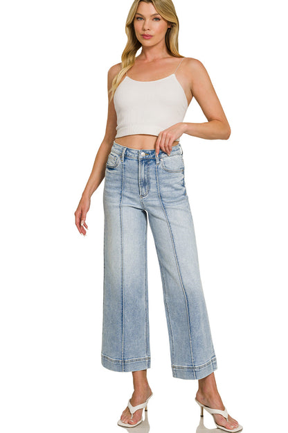 Poppy Pintuck Wide Leg Denim Jeans