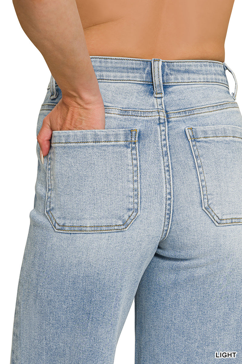 Poppy Pintuck Wide Leg Denim Jeans