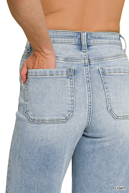 Poppy Pintuck Wide Leg Denim Jeans