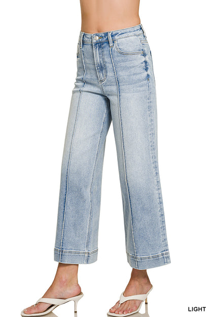 Poppy Pintuck Wide Leg Denim Jeans