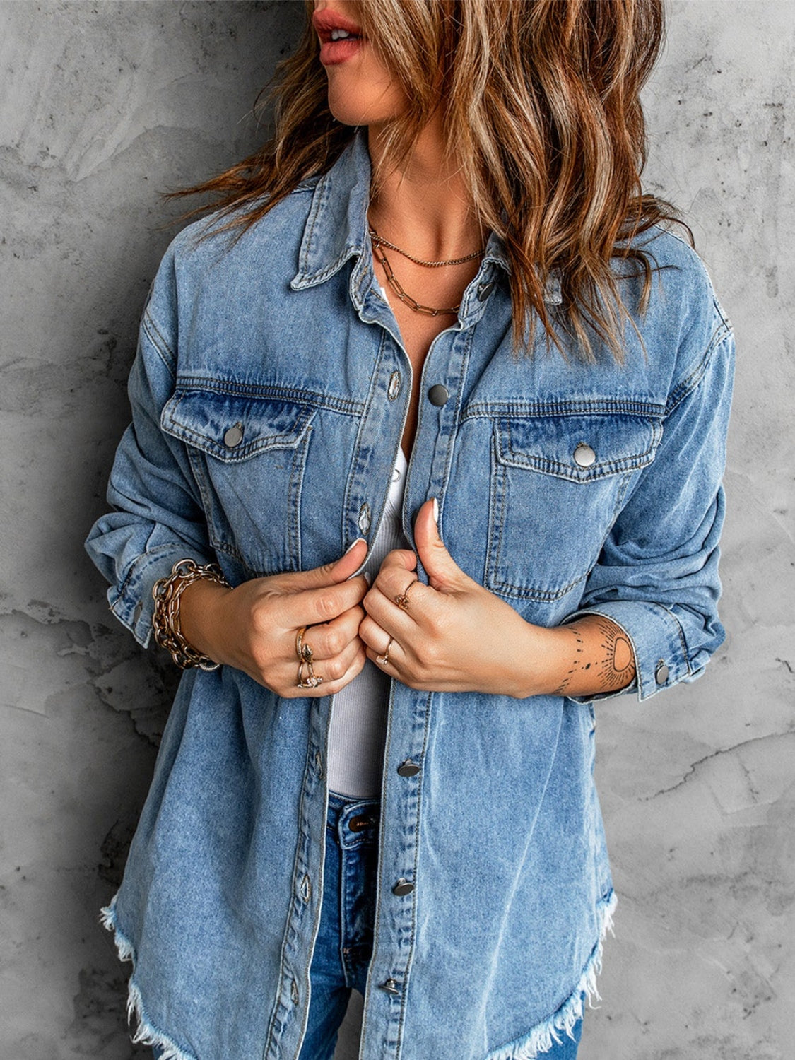 Fallow Frayed Hem Denim Jacket