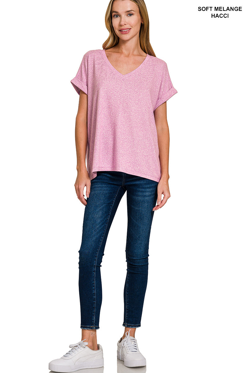 Mia V Neck Melange Top