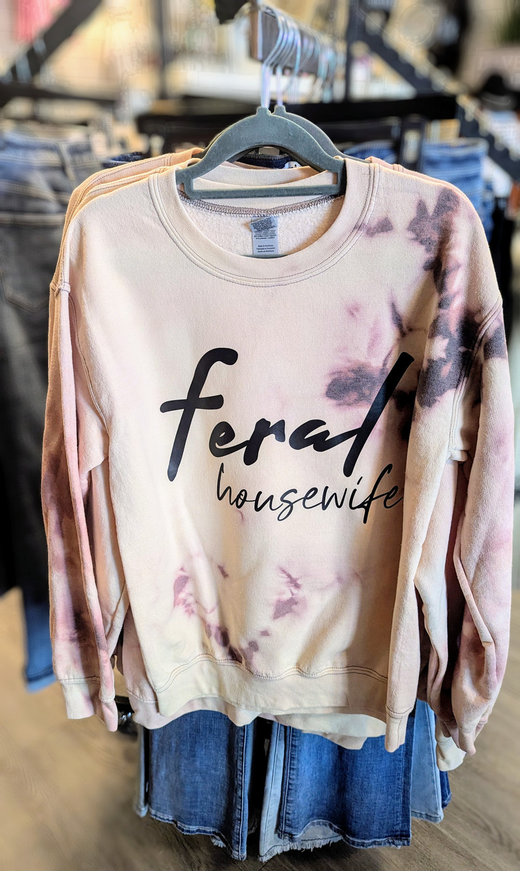 Feral Housewife Bleach Wash Crewneck Sweatshirt