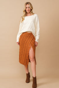 Pumpkin Spice Knit Fringe Skirt