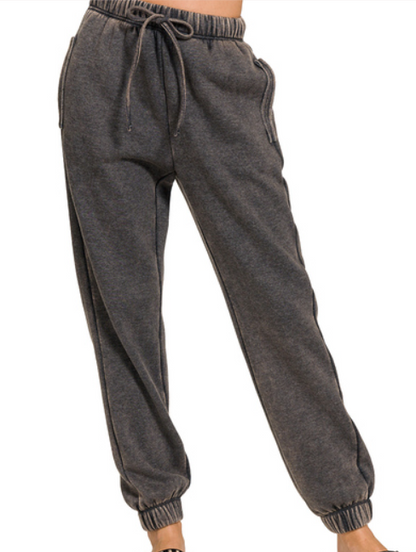 Ava Acid Wash Fleece Sweatpants