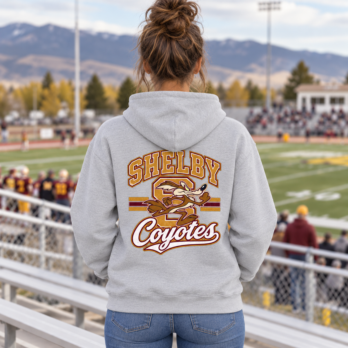Shelby Coyotes Hoodie — Vintage Varsity School Spirit Sweatshirt