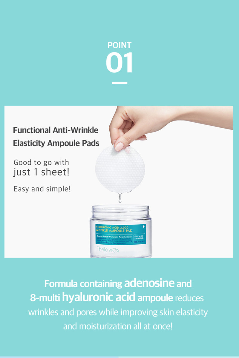 Thelavicos hyaluronic acid 3,000 Wrinkle ampoule 60pads