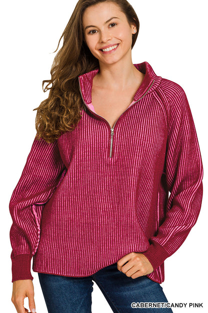 Granite Two Tone Half Zip Sweater