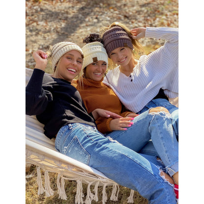 Fuzzy Lined Classic CC Ponytail Beanie